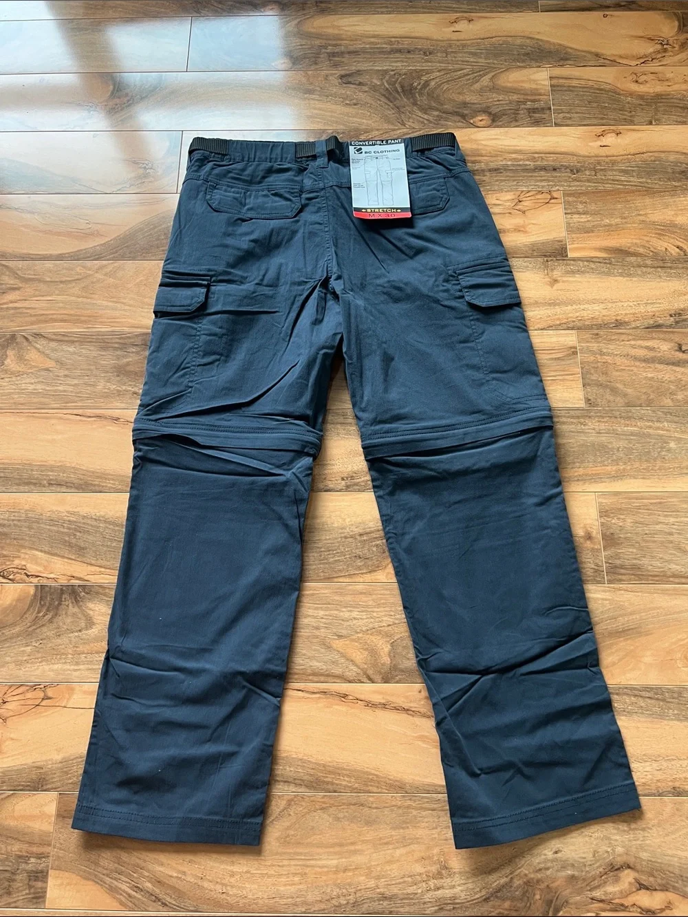 Convertible Cargo Outdoor Pants Mens 34x30 Stretch Zip Off NWT Blue BC Clothing